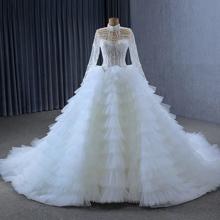 Jancember 231126 Vintage Long Sleeve High Neck Bridal Ball Gown Wedding Dresses