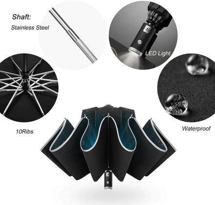 Sample Travel Umbrella Unbreakable Windproof Umbrellas Automatic Foldable Reverse Rain Umbrella for Women Men