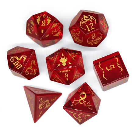 Factory Wholesale Hot-Selling D&D RPG Dice Set 16mm Metal Polyhedral D20 with Ruby Zircon Glass Crystal Dungeons Dragons Game