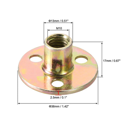 Taily Best Price M10 3/8 Brad Hole Tee Nut Carbon-Steel Round Base Screw Galvanization Furniture Hardware T Nuts