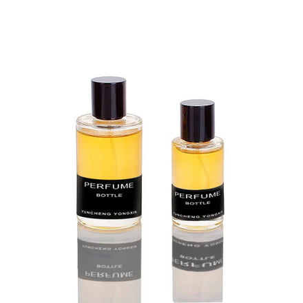 Spray Perfume Bottle Unique Clear Luxury Design Mens 50ml Empty Glass Perfume Bottle Lid Box Pump Sprayer Screen Printing Custom