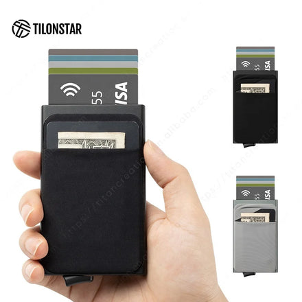 TILONSTAR TVC107 Business Credit Card Holder Wallet Aluminum Slim Pop up Wallet for Men