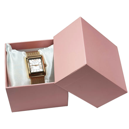 Custom Square Logo Recycled Materials Watch Box with Sponge Liner Eco-Friendly Cardboard Box for Watches Custom Printed Gift Box