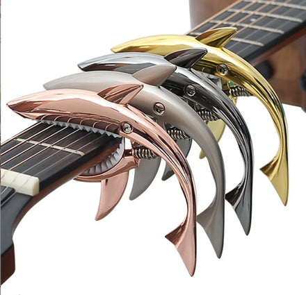 Direct Sale From Manufacturer Shark Wood and Metal Tuning Clip Zinc Alloy Electric Guitar Capo with Custom Logo