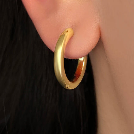 Ready to Ship Earrings Foxi Jewelry Hot Selling Trendy Fashion Jewelry Rhodium Gold Plated 18MM Huggies Hoop Earrings for Women
