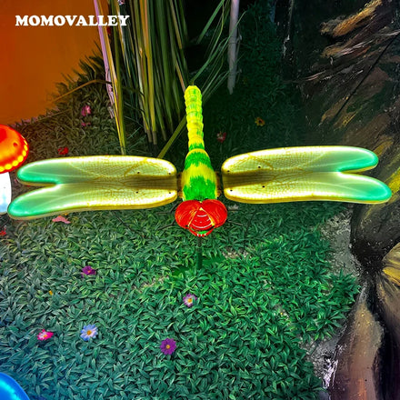 Ip65 white yellow light blue 3d dynamic flying dragonfly giant christmas outdoor led lights garden decoration