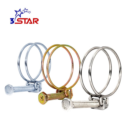 Iron Galvanized Double Wire Hose Clamp for Automotive Cooling Systems Metric & Inch Sizes