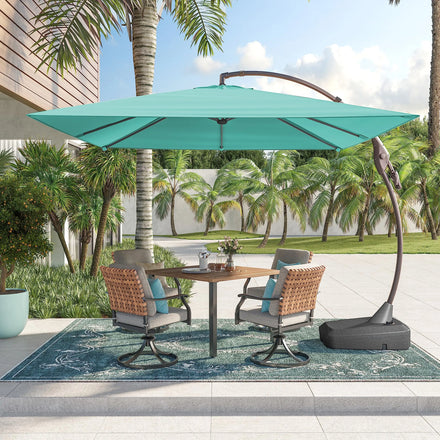 Garden Offset Umbrella 10FT Cantilever Patio Hanging Umbrella Outdoor Market Umbrella with Crank and Cross Base