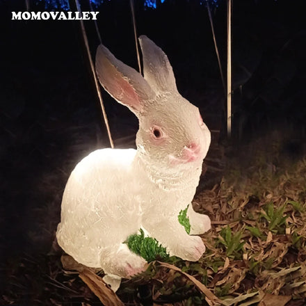 Led Stone Look Standing Rabbit Cute Charm Resin Statue Art Garden Villa Lights Outdoor Christmas Rabbit Decorations Lighted
