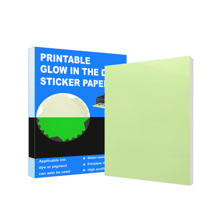 Waterproof Glow in the Dark Sticker Paper Self-adhesive Luminous Inkjet Glow Printable Vinyl A4 GITD Vinyl for Custom Stickers