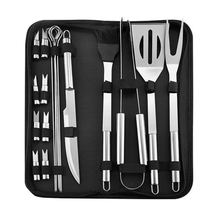 Online Hot Sale Stainless Steel BBQ Tools 18pcs Perfect Outdoor Barbecue Grill Utensils Set with Oxford Fabric Case Package