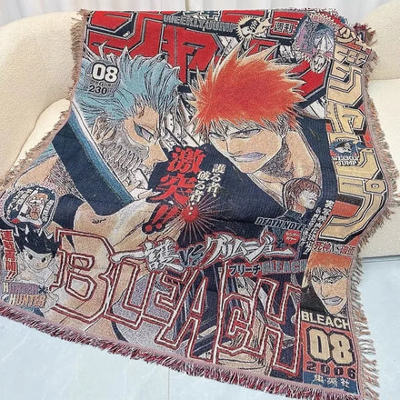 Anime Demon Woven Jacquard Tapestry Tassel Blanket