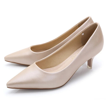 5 cm Point Toe Low Kitten Heel Pumps Shoes Classic Women Dress Pumps Simple Heeled Shoes for Office Work