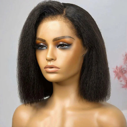 Glueless Kinky Curl 13*4 13*6 with Transparent Lace Yaki Straight Human Hair Lace Frontal Wig
