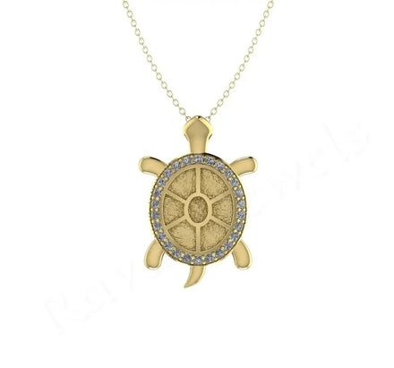 High Quality Wholesale 925 Sterling Silver 26mm Gold Plated Bezel Set Custom Color Turtle Shape Charm New Jewelry Finding