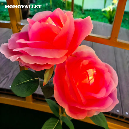 3d outdoor garden decoration eternal plastic yellow single stem rose night low price artificial flowers with led lights