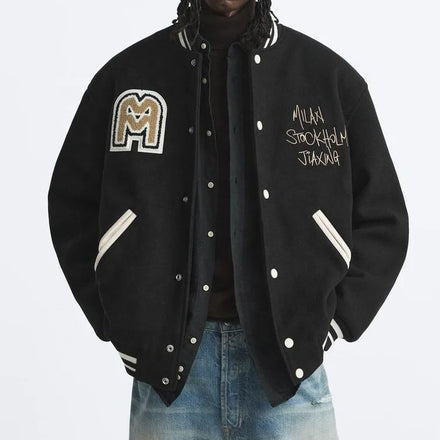 Custom Manufacturer Embroidery Patch Hip Hop Varsity Jacket Men Eco-Friendly Windproof Anti-Bacterial Wool/Polyester Fleece