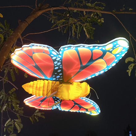 3D Big Decorative Lighting LED Luminous Flying Gold Moving Butterflies Birthday Party Light Decorations for Wedding Decor