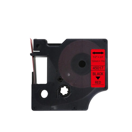 Tatrix 45017 12mm Black on Red Compatible Label Tape Cartridge for DYMO LabelManager PNP/150/160/210D/280/350