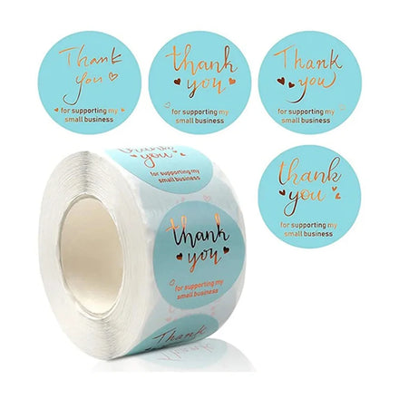 Custom Waterproof Adhesive Copper Roll Stickers for Small Business High Quality Multi-Colored Thank You Cards & Craft Stickers