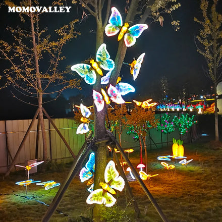 New waterproof led yellow light blue abs shell butterfly party favors garden outdoor ramadan decoration light