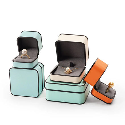 Custom Jewellery Packaging Boxes Ring Pendant Bangle Pu Leather Jewelry Box With Logo