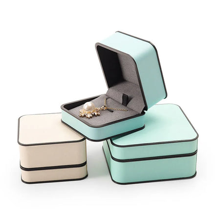 New Arrival Pu Leather Orange Beige Green Jewelry Packaging Gift Box Wedding Custom Logo Box Necklace Ring Bracelet Package Box