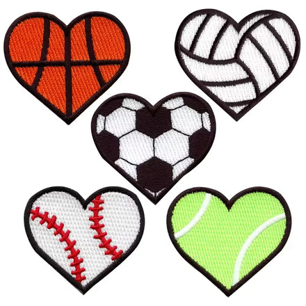 Hot Selling Custom Sport Balls Hearts Basketball Volleyball Football Tennis Baseball Iron on Embroidery Patches.iron Patches