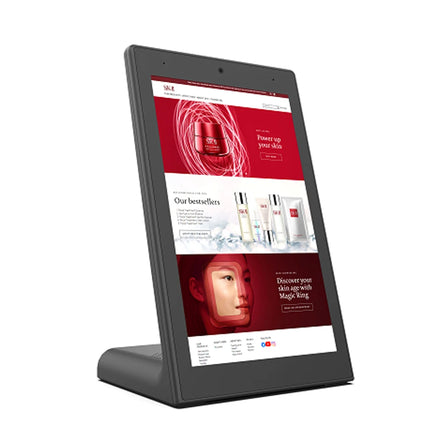 MWE 10.1inch Wireless Digital Menu Tablet L Shape LCD Display 10-Point Capacitive Touch Anti-Glare Built-In CMS Video Table Top