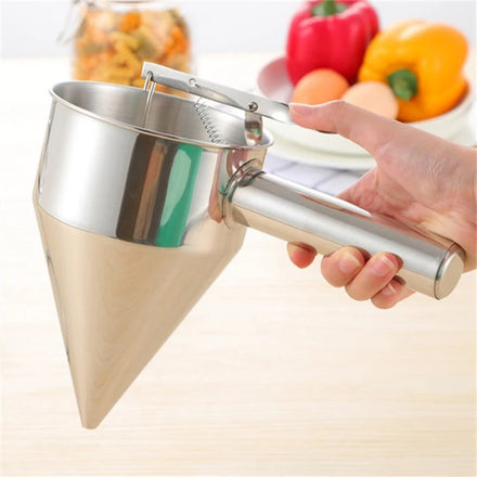 Manual Funnel Shape Hand Waffle Cupcake Cake Stainless Steel Pancake Batter Dispenser