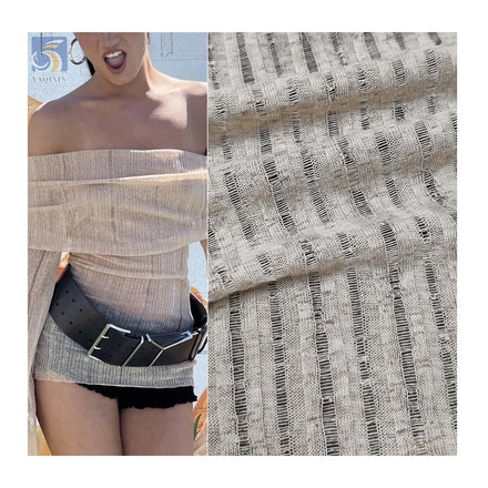YX134 New Arrival Summer Polyester Women's Shirt Fabric 25% Rayon/75% Polyester Striped Knitted Fabric