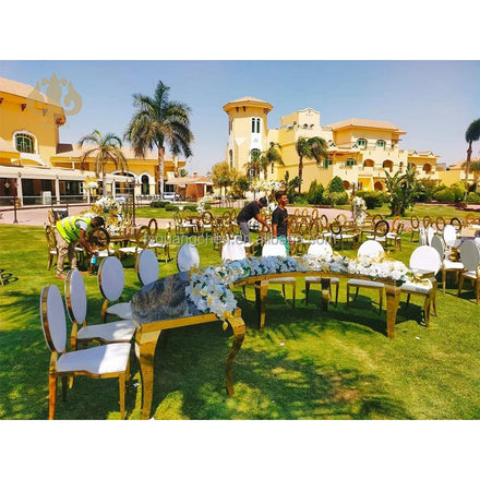 Factory Direct Sale Event Furniture Stackable Stainless Steel Gold Hotel Banquet Event Wedding Chair