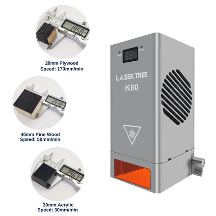 LASER TREE K60 60W High Optical Power 450nm Blue Laser Lazer Module 60W with Built-in 12 Laser Diodes for CNC Engraver Machine