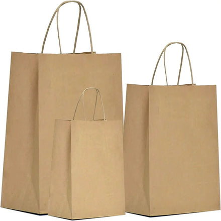 Wholesale Kraft Paper Bags With Handle Custom Kraft Gift Bags with Offset Gravure Printing for Shopping