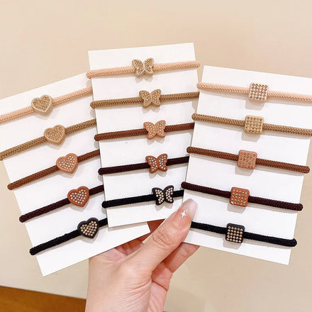 Rhinestone square butterfly Heart Bracelet Ponytail Holders Elastic Hair Rubber Bands Accessories Hair Ties for Women Girls