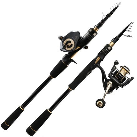 ROD/REEL Combo Telescopic Fishing Rod 1.8m 2.1m 2.4m Full Carbon Spin Rod Spinning Baitcasting Fishing Rod and Reel Combo