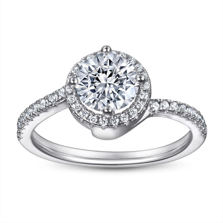 Jewelry Manufacturer CZ Diamond Round Cut Women Sterling Silver Twisted Engagement Ring Sterling Silver 925 Rings for Women