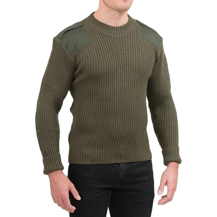 Wholesale Men Sweater Black V-Neck Tactical Shoulder Patch Knitting Wool Blends Crewneck Knit Knitwear Sweater