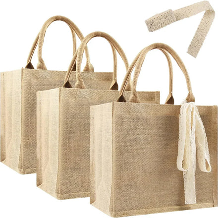 Hot Selling Recyclable Shopping Travel Groceries Custom Logo Waterproof Beach Tote Bag With Handle Jute Tote Bag