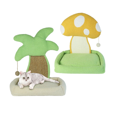 2024 Foldable Eco-Friendly Sisal & Plush Cat Scratch Stabilization Multifunctional Grinding Claw Rest Play Toy