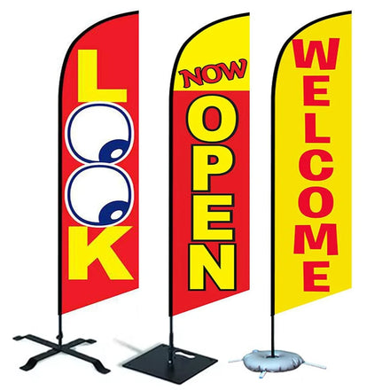 70x350 cm 100D Polyester Outdoor Tear Drop Flag with Feather Flag Pole Base Sales Feather Flag Banner Outdoor Custom Printed