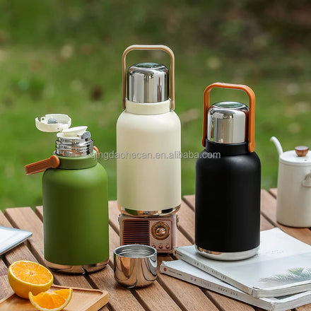 Double Wall Carry Handle Stainless Steel Bottles Water Eco-friendly Ice Cube Water Bottle with Custom logo with Carrying Bag