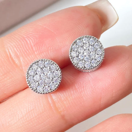 Foxi Bling CZ Cubic Zirconia Earrings for Women Trendy Gold Plated Anti-allergy Geometric Stud Earrings