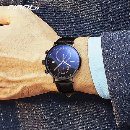 SINOBI Free Shipping Business Luxury Alloy Water Resistant Glass Dial Men's Original Watches Set
