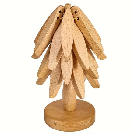 Household Wooden InsulationTable Mat No Slip Tree Shape Creative Wooden Pot Mat Tea Coaster Bowl Pad Kitchen Hot Drink Stand