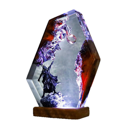 Handmade Hand Modeling Resin Flower-Shaped LED Lamp Night Light Diving Statue Underwater Theme Christmas Mother's Day Gift