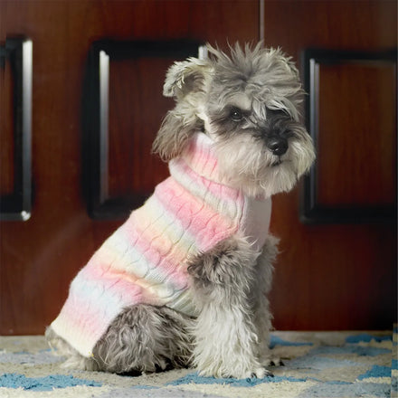 Chihuahua rainbow Dog Clothes Autumn Winter Pet Dog Clothes Soft Warm Turtleneck Pet Dog Sweater
