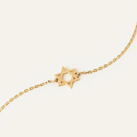 Stainless Steel Tarnish Free Custom Magen Star Jewelry Jewish Star Charm Bracelet 18K Gold Star of David Bracelet for Women