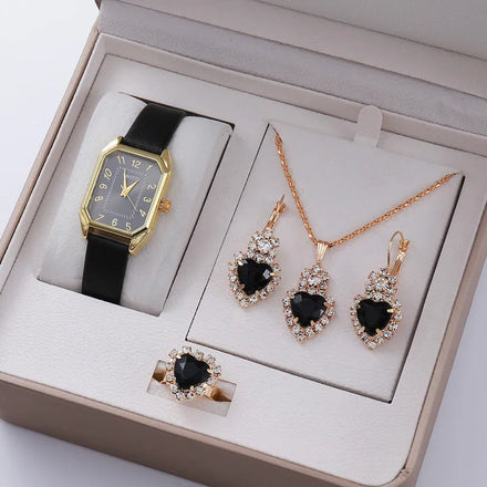 Cross Border Women's Fashion Versatile and Minimalist Full Sky Star Quartz Watch Set Popular Diamond Set