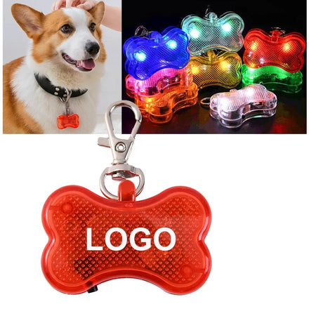 Dog Bone Shaped LED Safety Light Tag LED Clip-On Pet Anti-lost Safety Light Custom Pets Glowing Pendant
